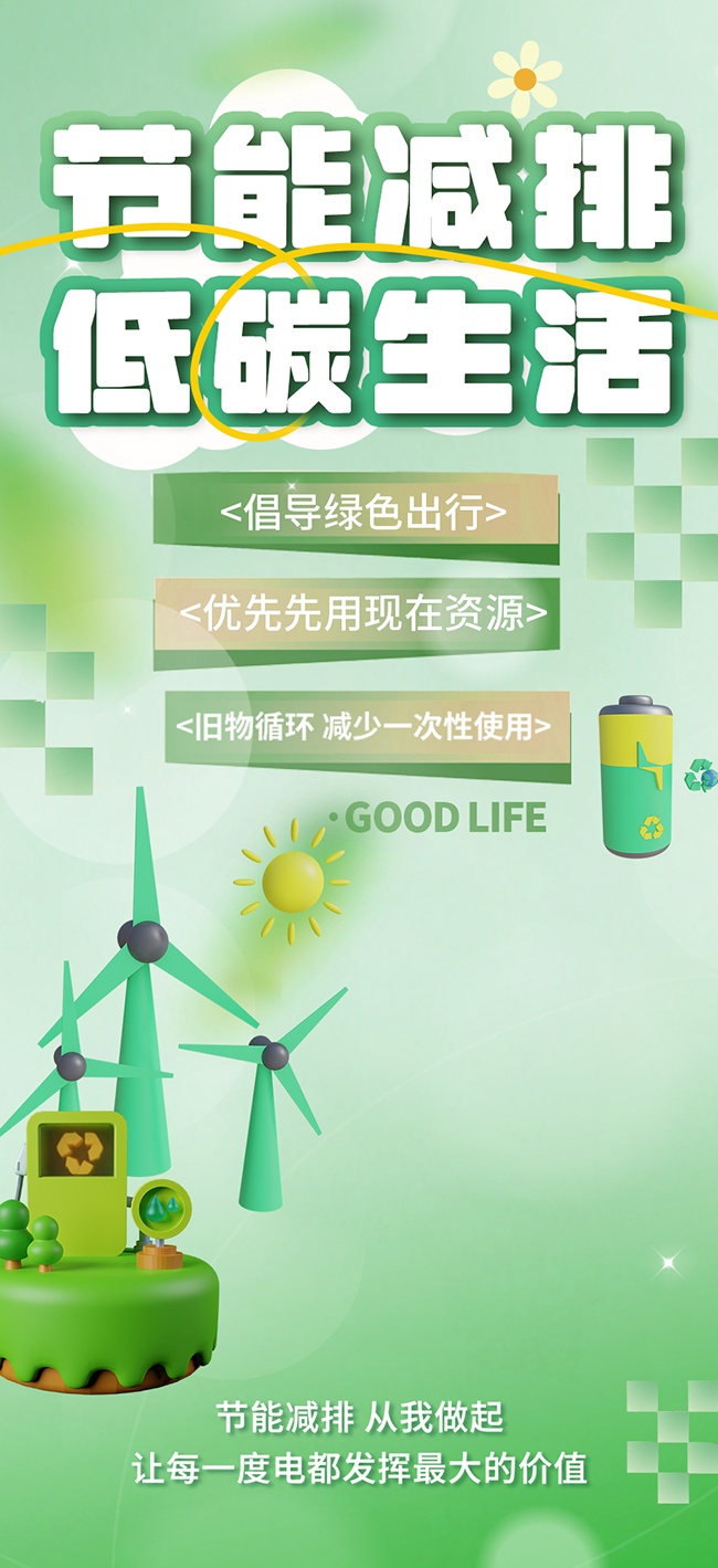 绿色清新倡导绿色出行低碳环保海报