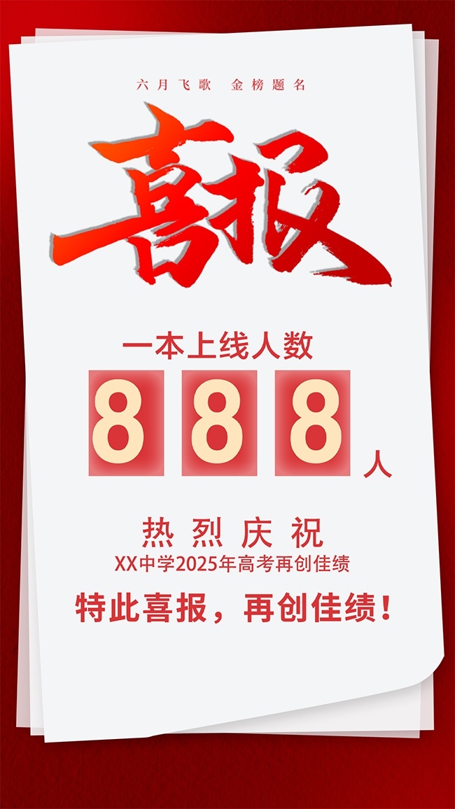 再创佳绩学校高考喜报宣传海报