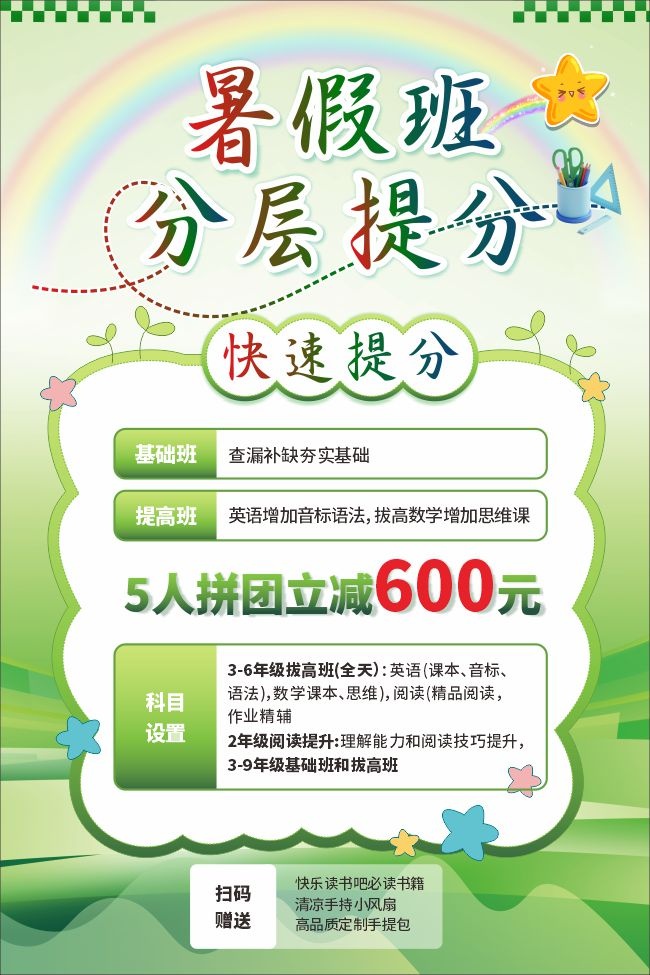 绿色清新辅导班招生海报