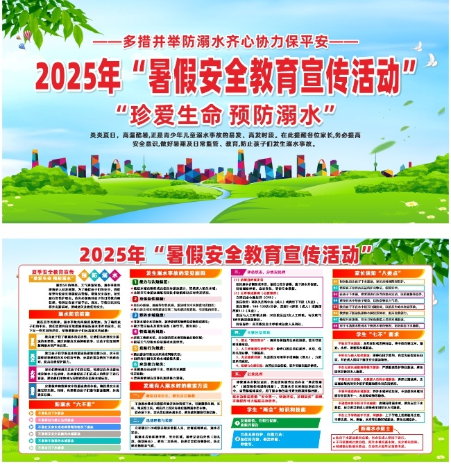 暑假安全教育防溺水宣传图片素材
