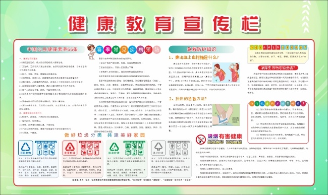 简约春季健康教育宣传栏设计