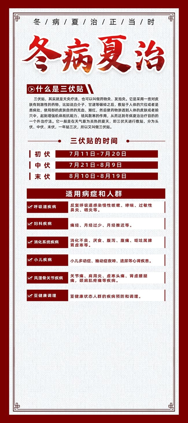 三伏贴冬病夏治中医养生展架