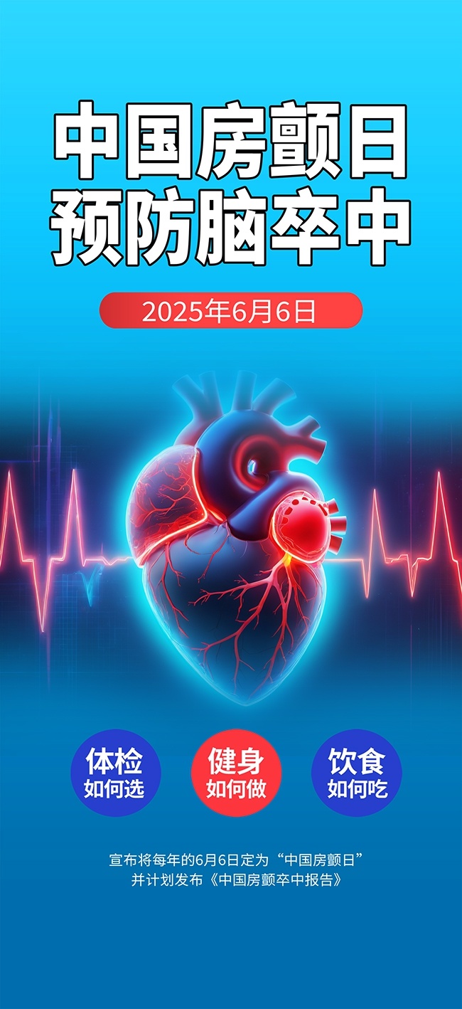 房颤日预防卒中医疗健康宣传海报图片素材