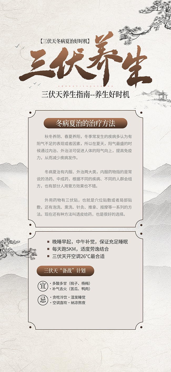 三伏天冬病夏治好时机养生知识科普海报
