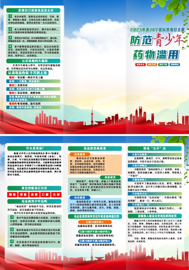 2025年国际禁毒日宣传三折页图片素材