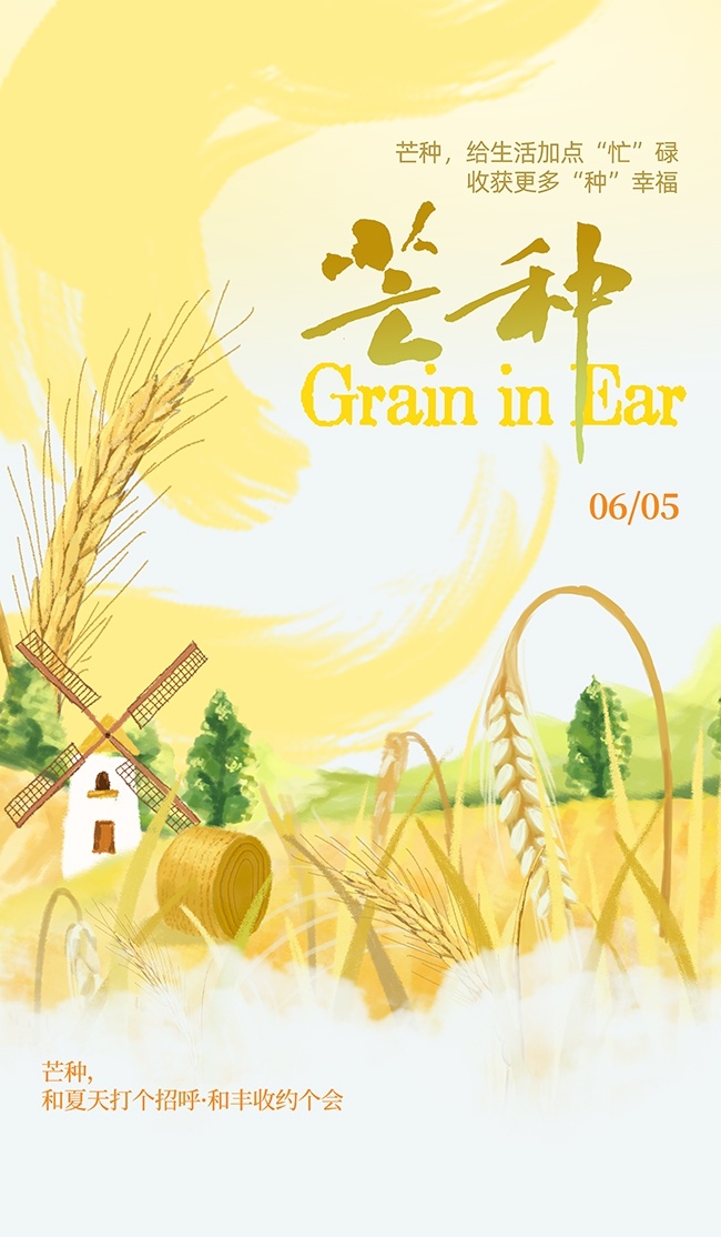 唯美芒种节气海报