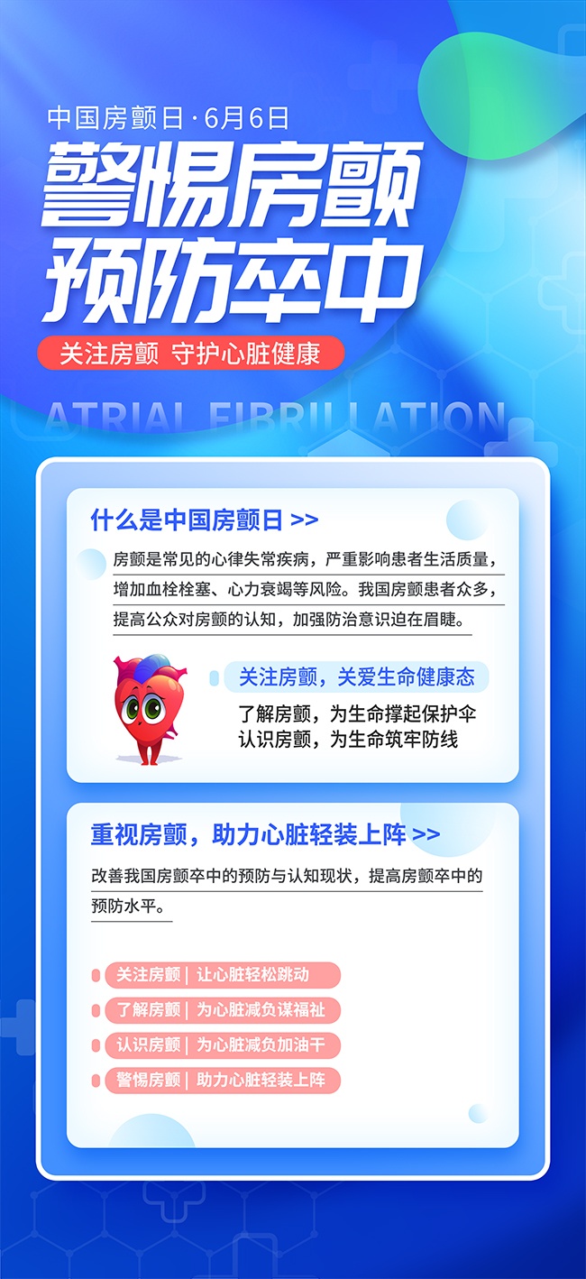 蓝色风中国房颤日预防卒中海报