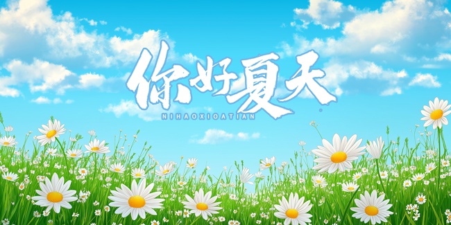 你好夏天清新展板