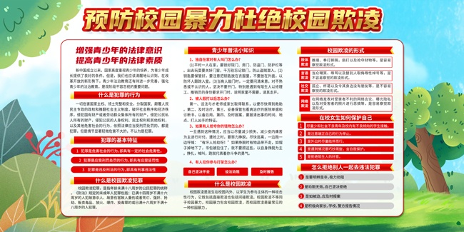 预防校园暴力保护青少年展板