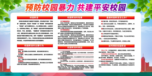 预防校园欺凌平安校园展板