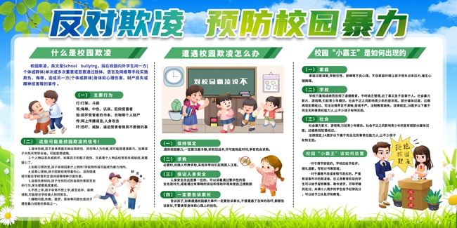 预防校园暴力校园安全宣传栏