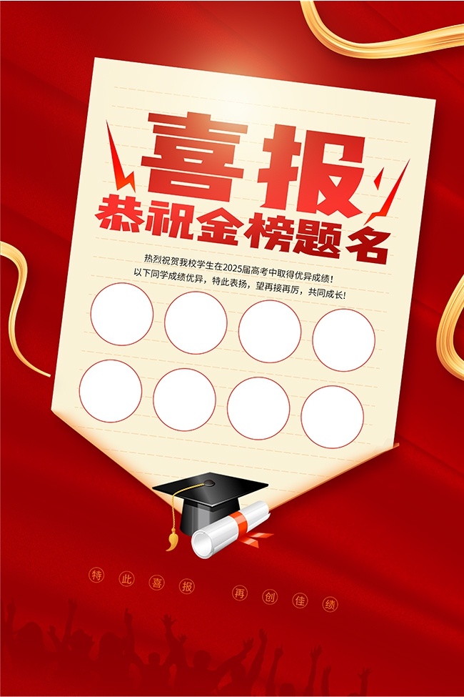 再创佳绩红色大气高考喜报海报