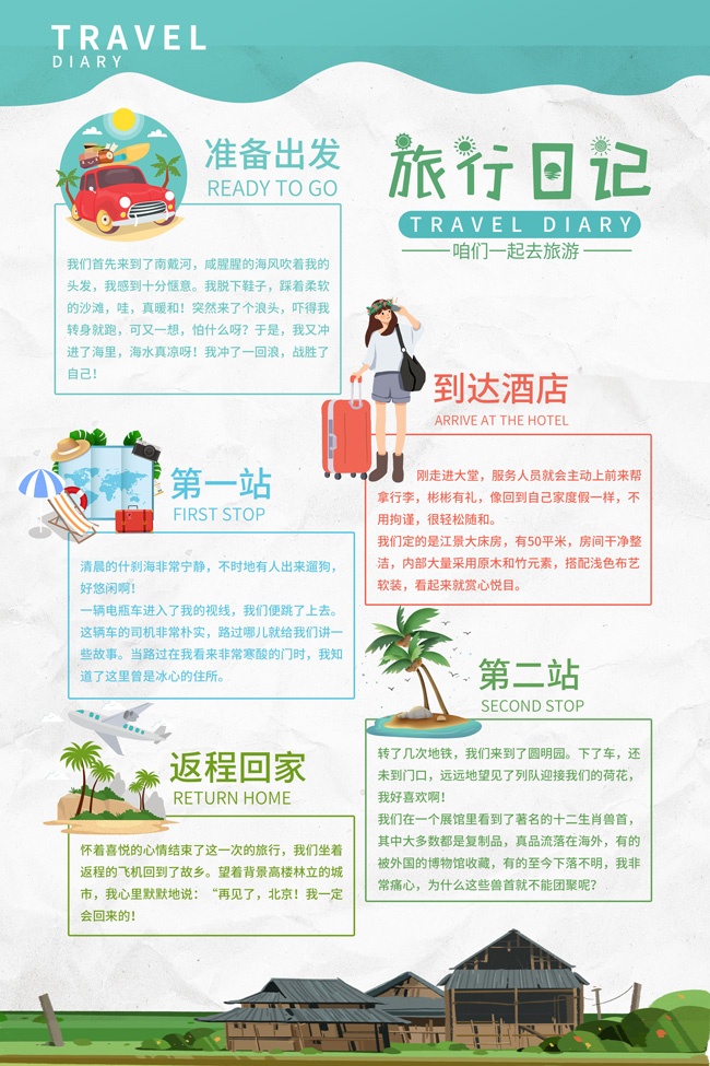 旅行日记手抄报图片素材