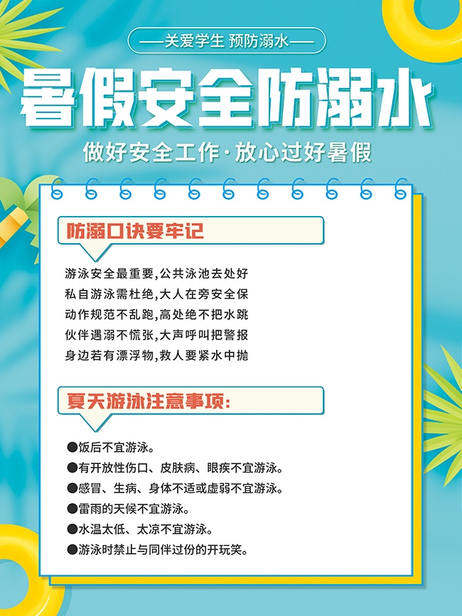 暑假安全防溺水科普海报图片