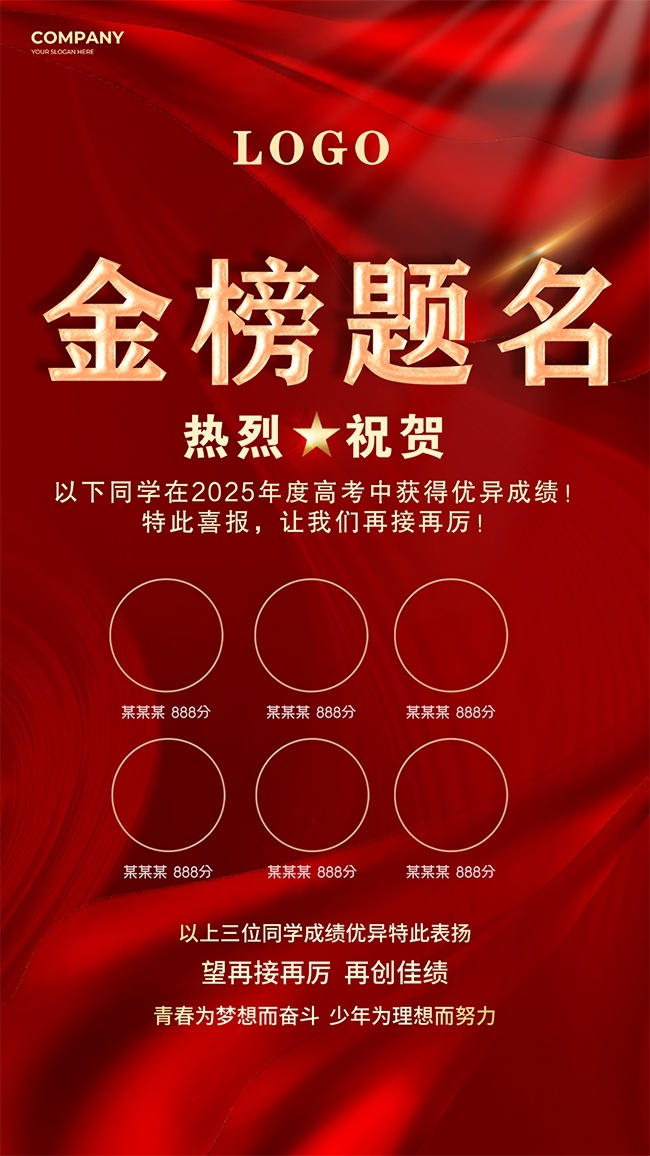 红色大气励志创意高考喜报海报