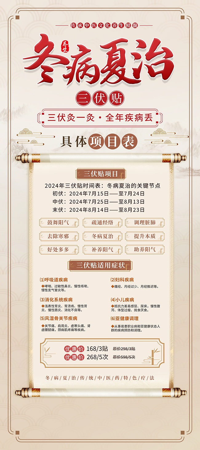 复古中医冬病夏治三伏贴宣传展架
