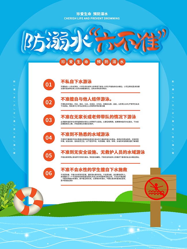 珍爱生命预防溺水安全知识宣传海报