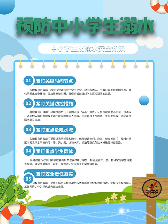 蓝色暑假安全防溺水安全知识广告