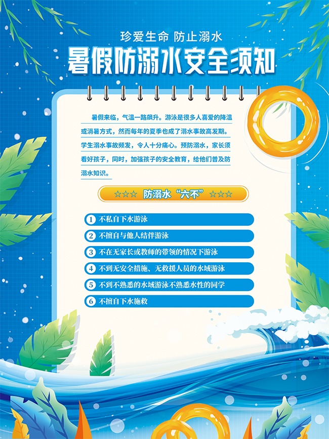 暑期防溺水展板图片下载