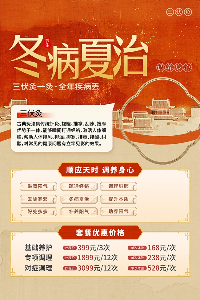 冬病夏治三伏灸养生海报