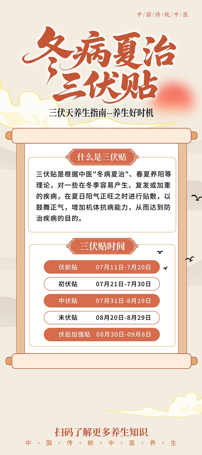 中国风冬病夏治三伏贴海报