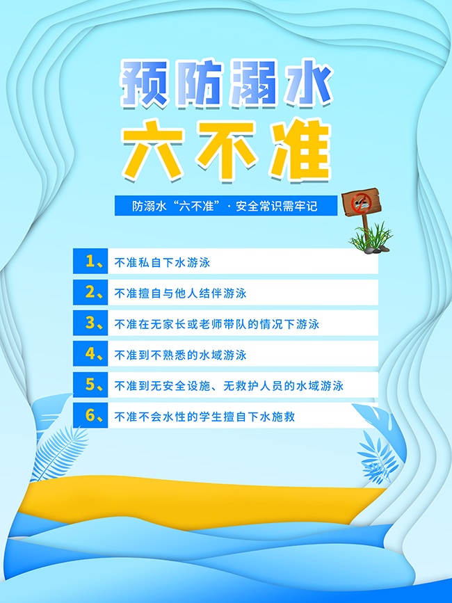 预防溺水六不准安全知识宣传海报