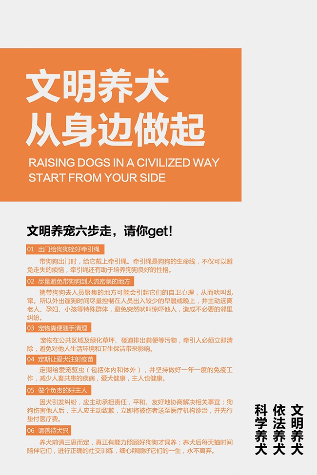 橙色文明养犬宣传海报