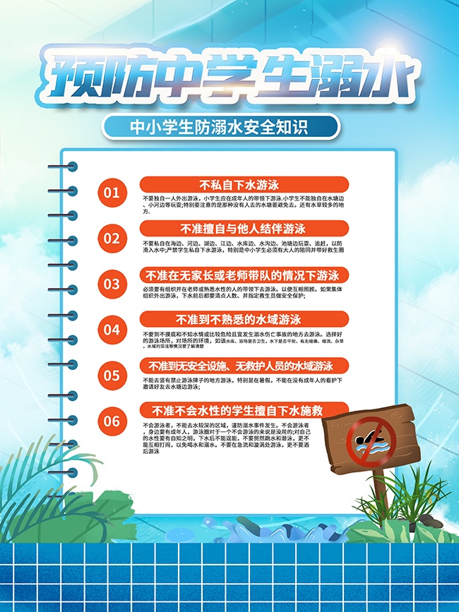 暑假安全预防溺水知识广告
