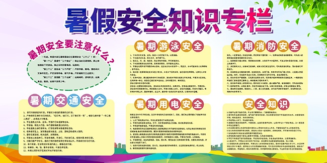 暑期安全知识展板宣传栏