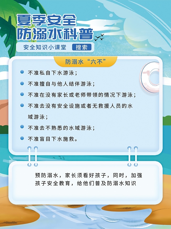 夏季安全防溺水宣传科普图片素材