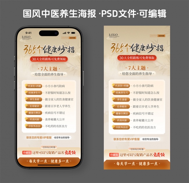 中国古典中医养生知识海报