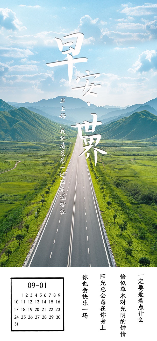 早上好海报日签问候图片