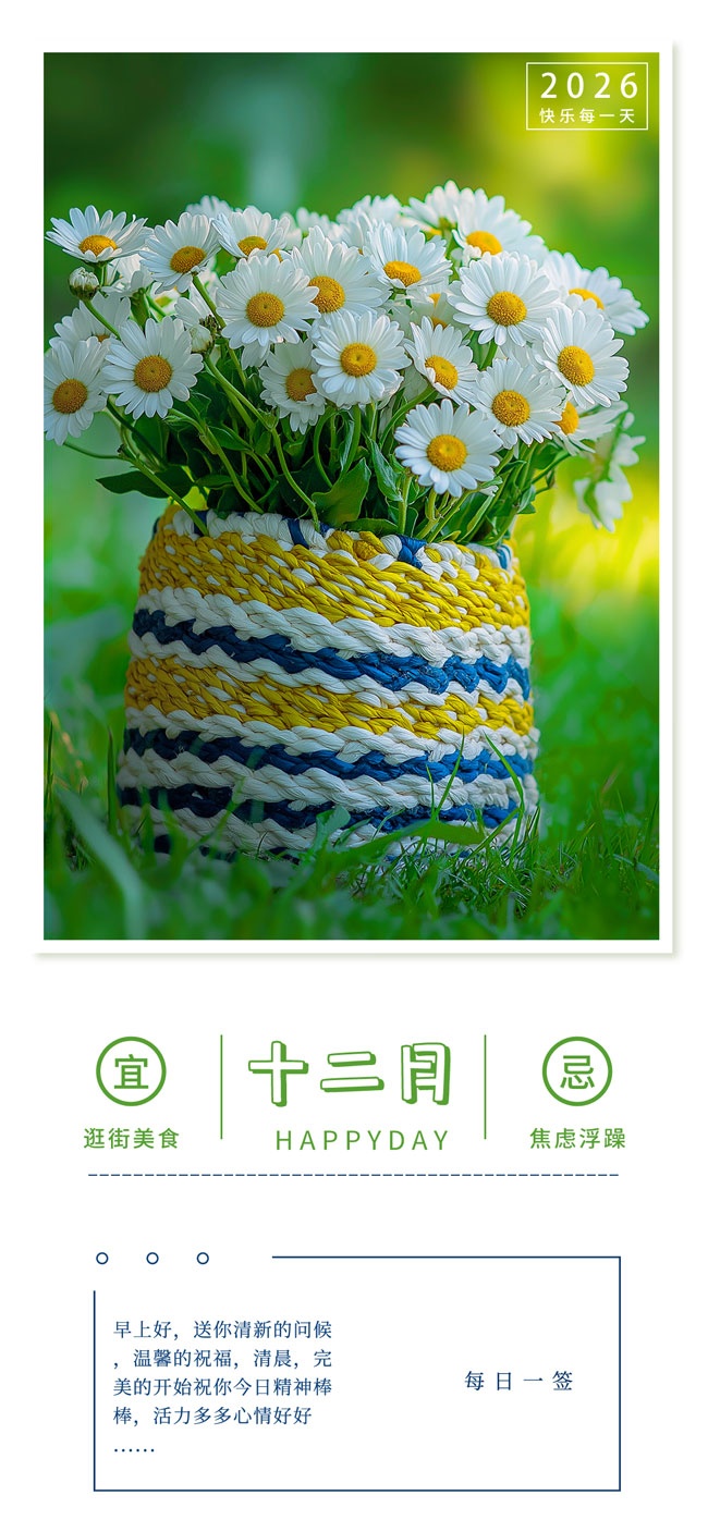 你好十二月早安你好日签海报