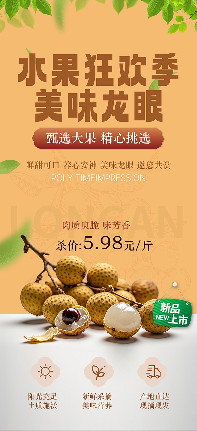 美味龙眼水果海报
