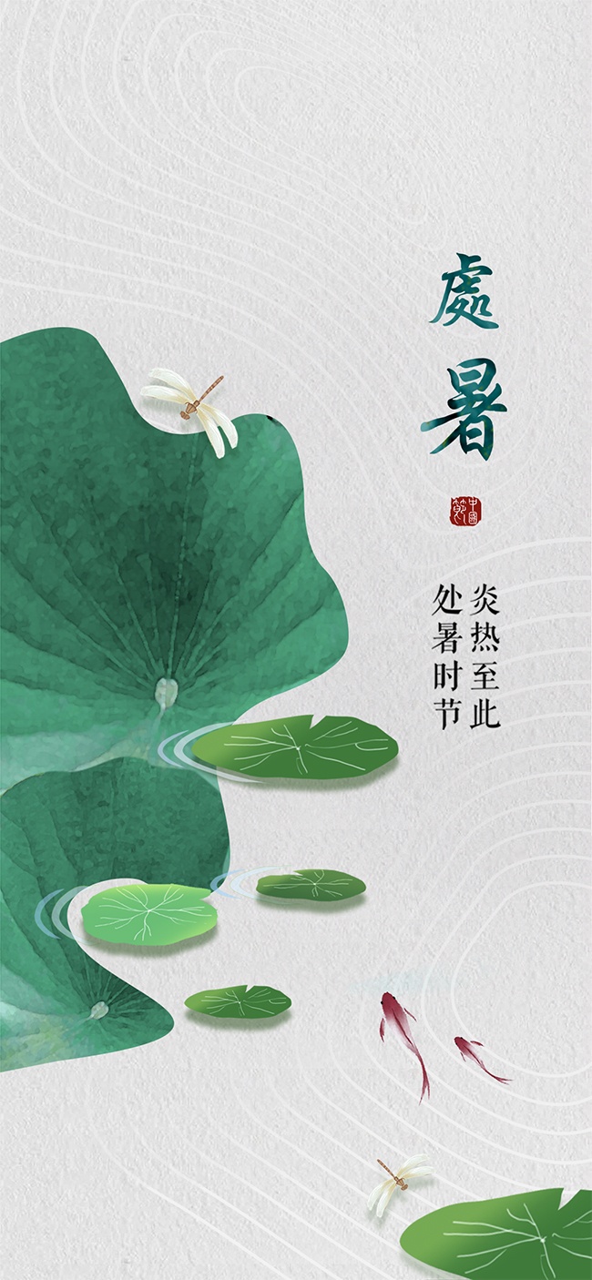 极简风清新传统处暑节气海报