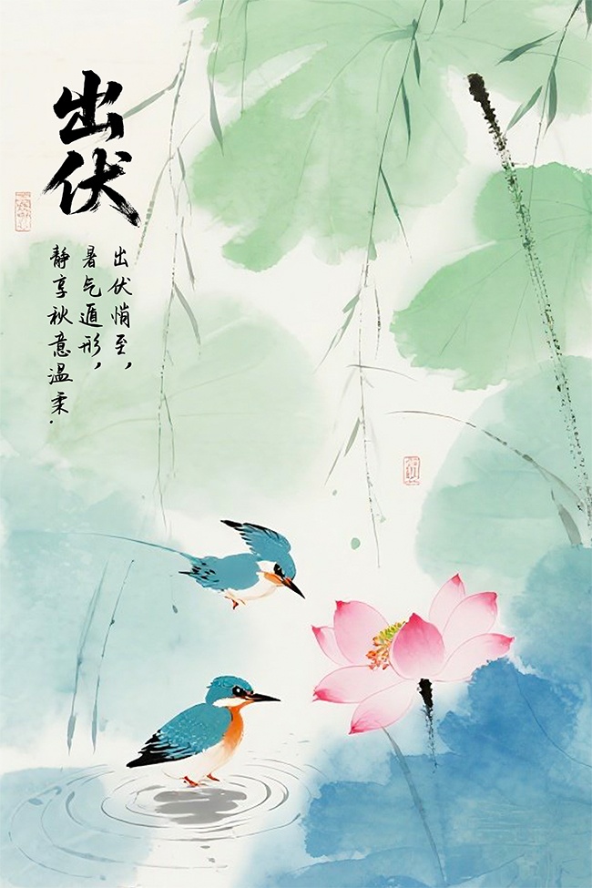 中国风出伏宣传海报