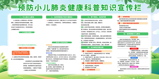 预防小儿肺炎健康知识宣传栏图片素材