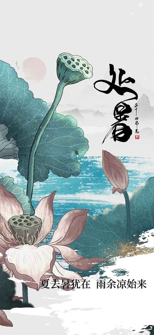 荷花处暑节气海报