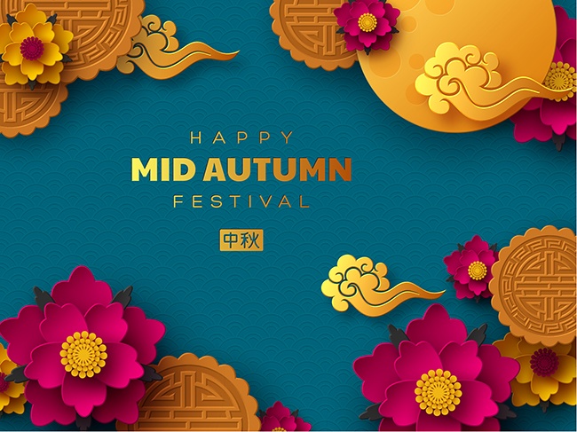 绿色高级中国风月饼礼盒图案