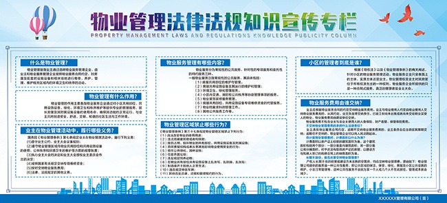 物业管理法律法规知识宣传栏图片下载
