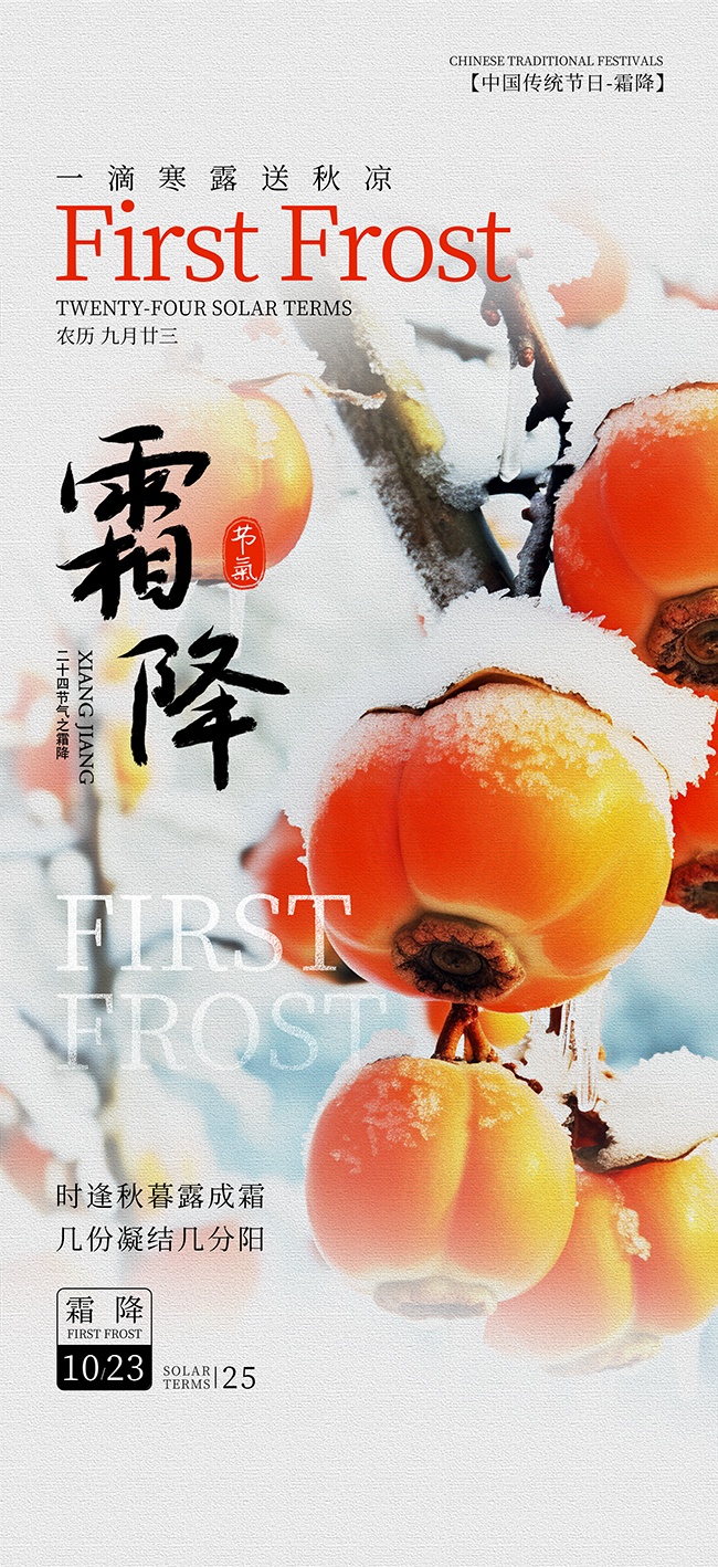 简约风霜降二十四节气广告