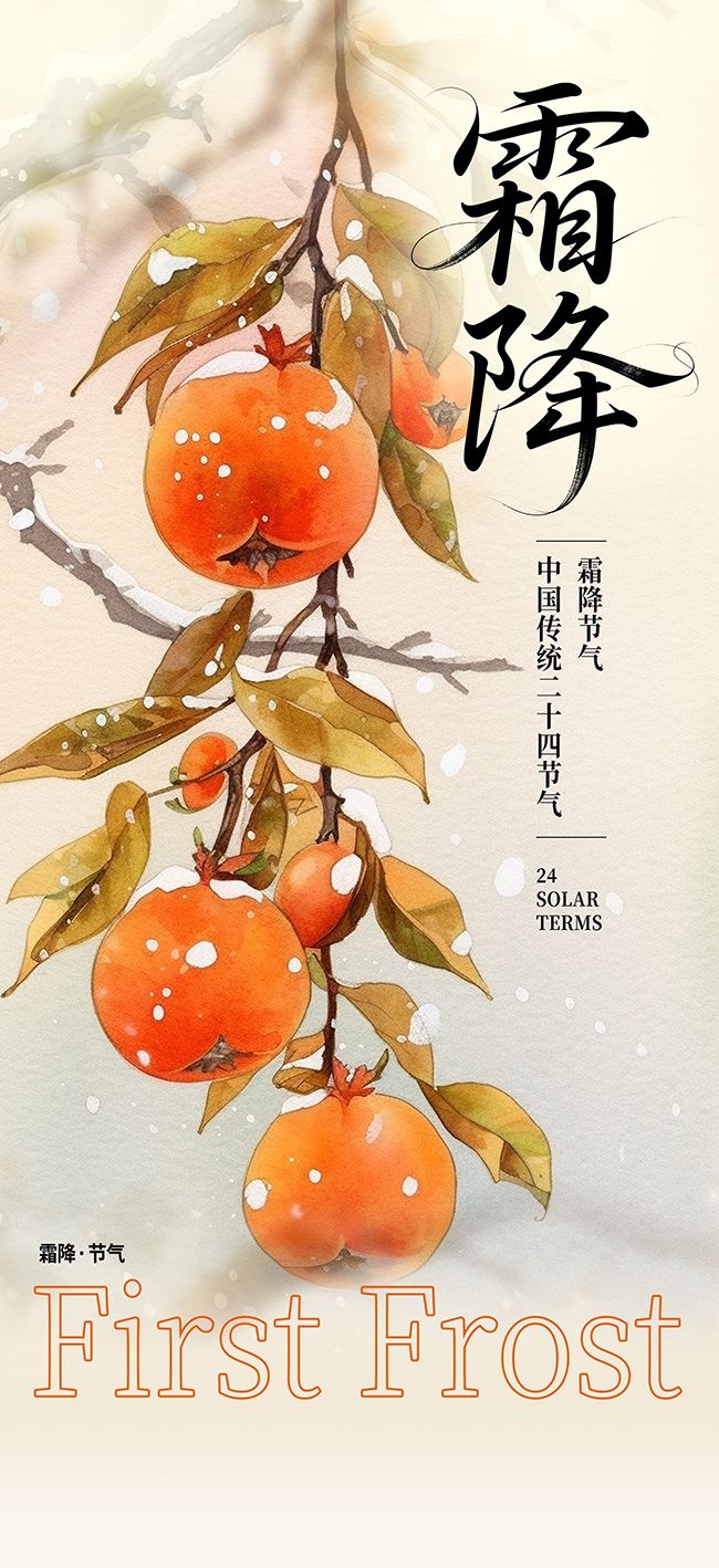 大气霜降二十四节气海报