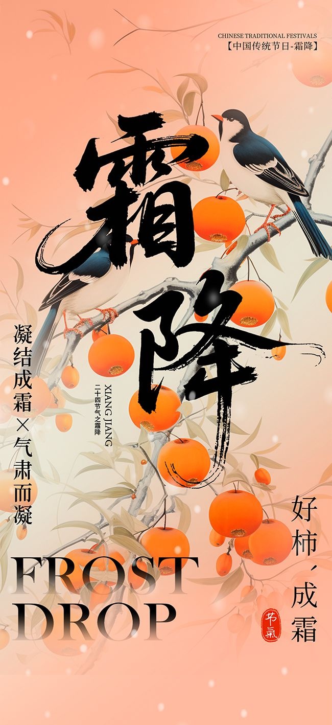简约霜降节气广告