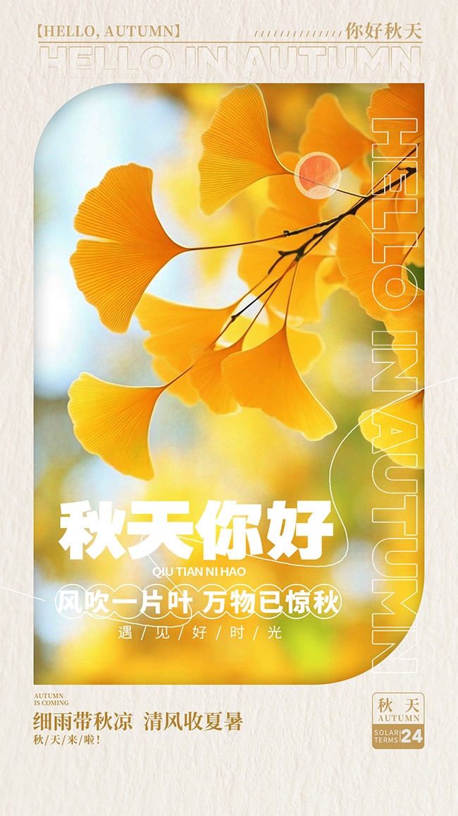 细雨带秋凉简约秋季宣传海报