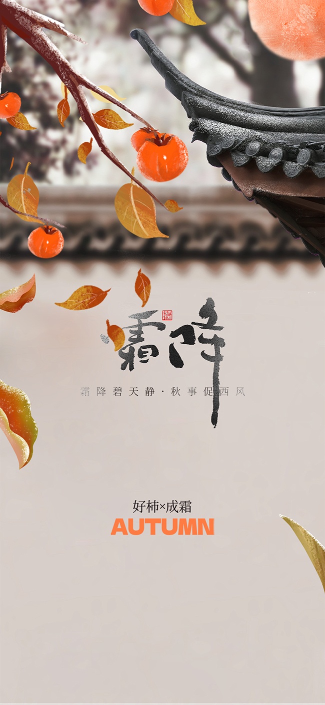 中国风霜降节气海报