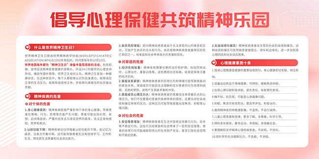世界精神卫生日关爱精神健康宣传展板