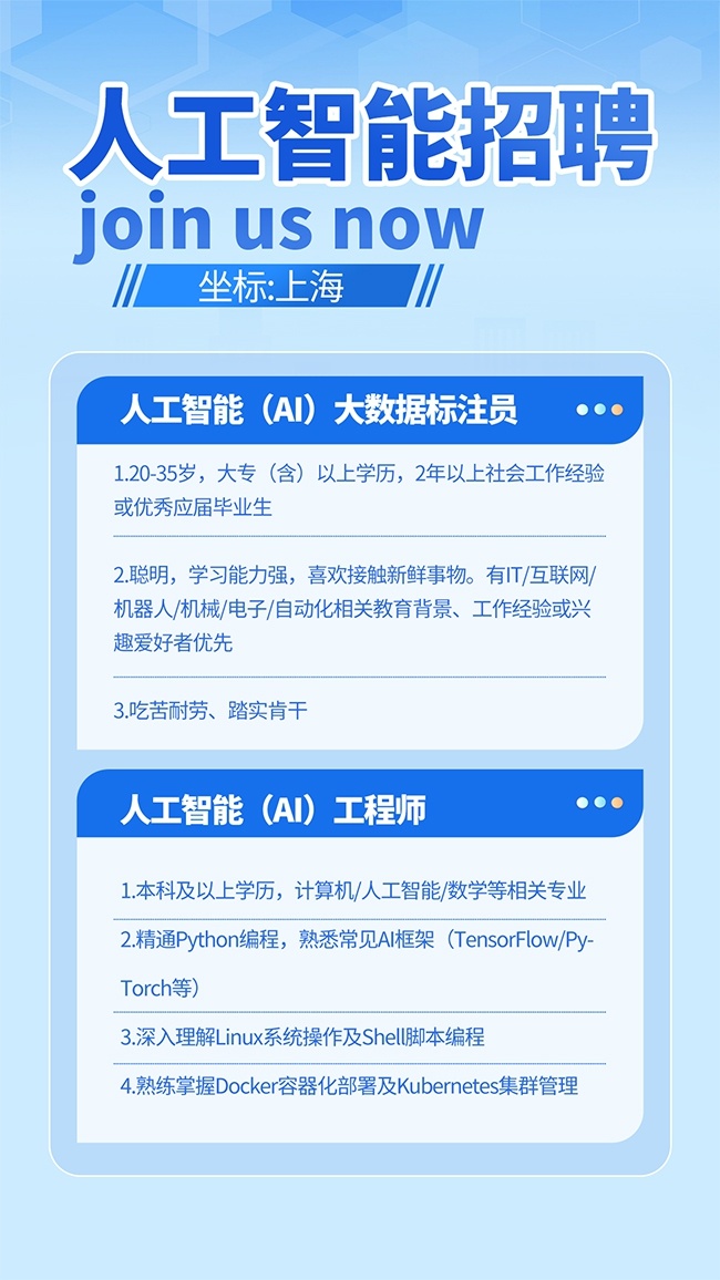 蓝色渐变大气人工智能招聘宣传海报