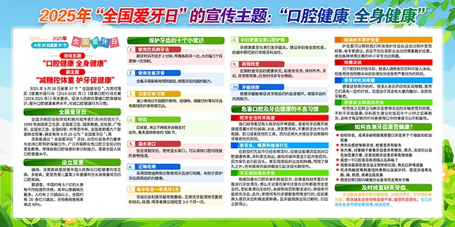 蓝色清新2025年全国爱牙日展板