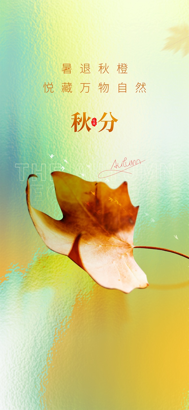 质感背景秋分地产借势海报