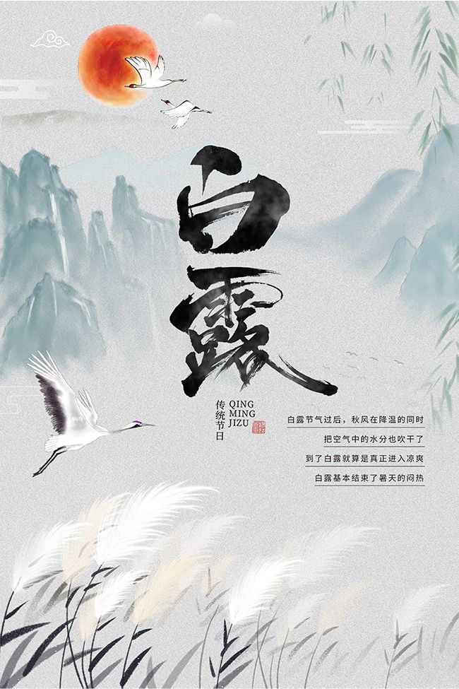 古风白露节气海报